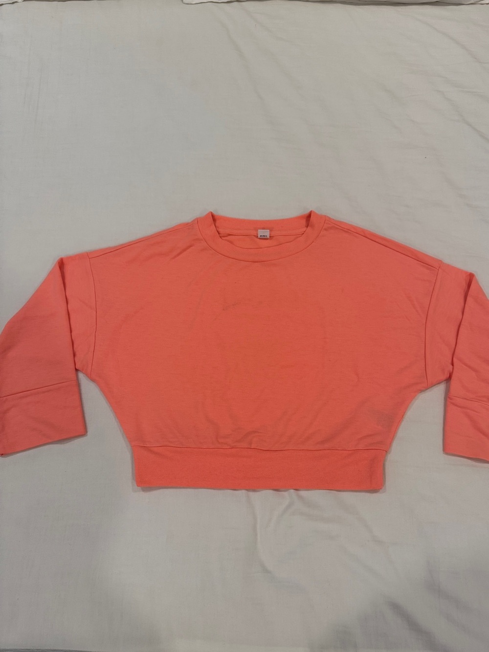 Old Navy Coral Pink Cropped Crewneck Sweatshirt